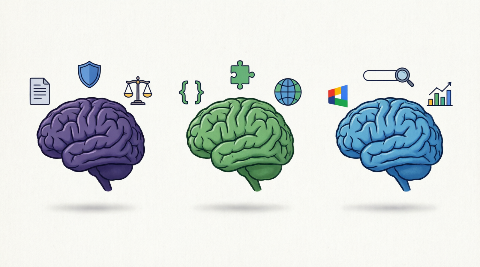 Claude vs ChatGPT vs Gemini 2026 — AI comparison infographic showing strengths of each platform