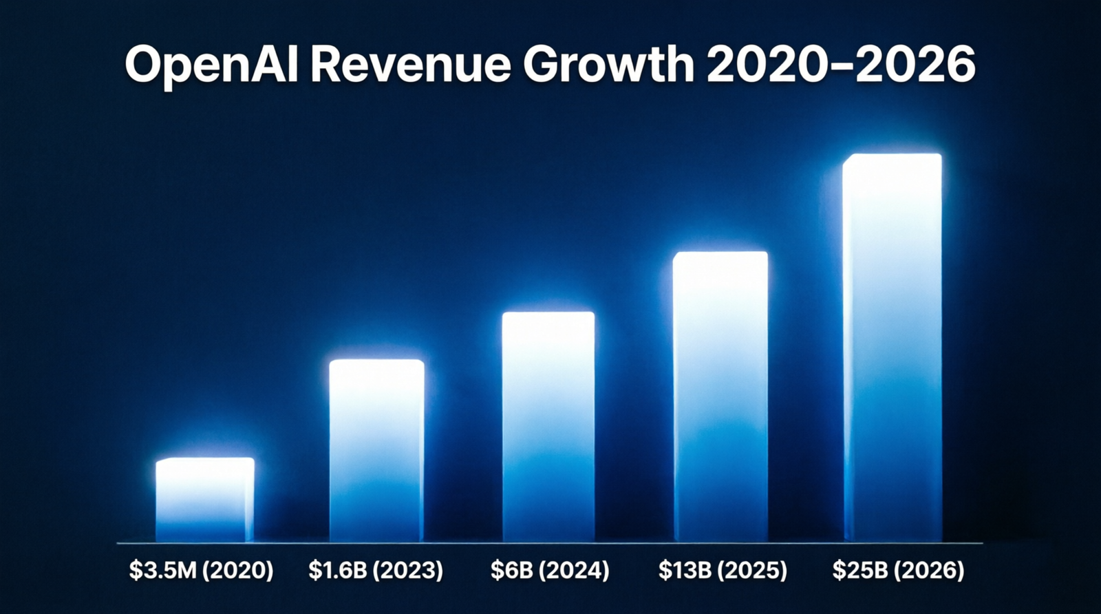 OpenAI Revenue 2026 Growth Timeline — Bar Chart from 2020 to 2026