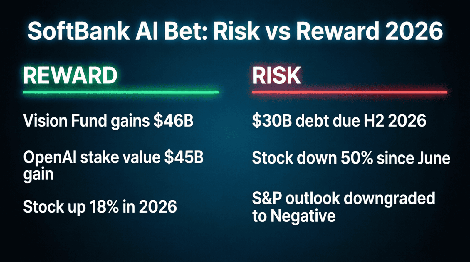 SoftBank AI Investment 2026 Risk vs Reward — $46B Vision Fund Gain vs $30B Debt Obligations