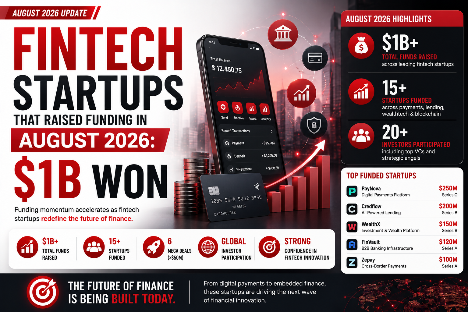 Fintech Startups That Raised Funding in August 2026 - $1B Won