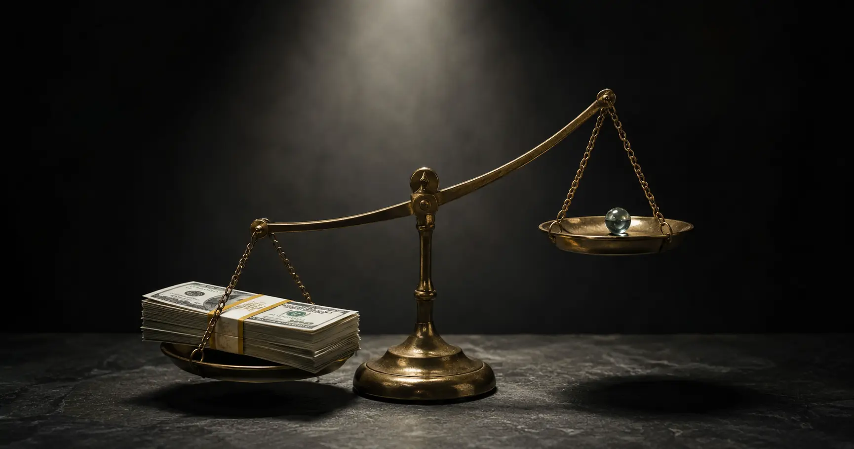 Perplexity Valuation 2026 concept — a balance scale weighing a $30 billion price against startup revenue