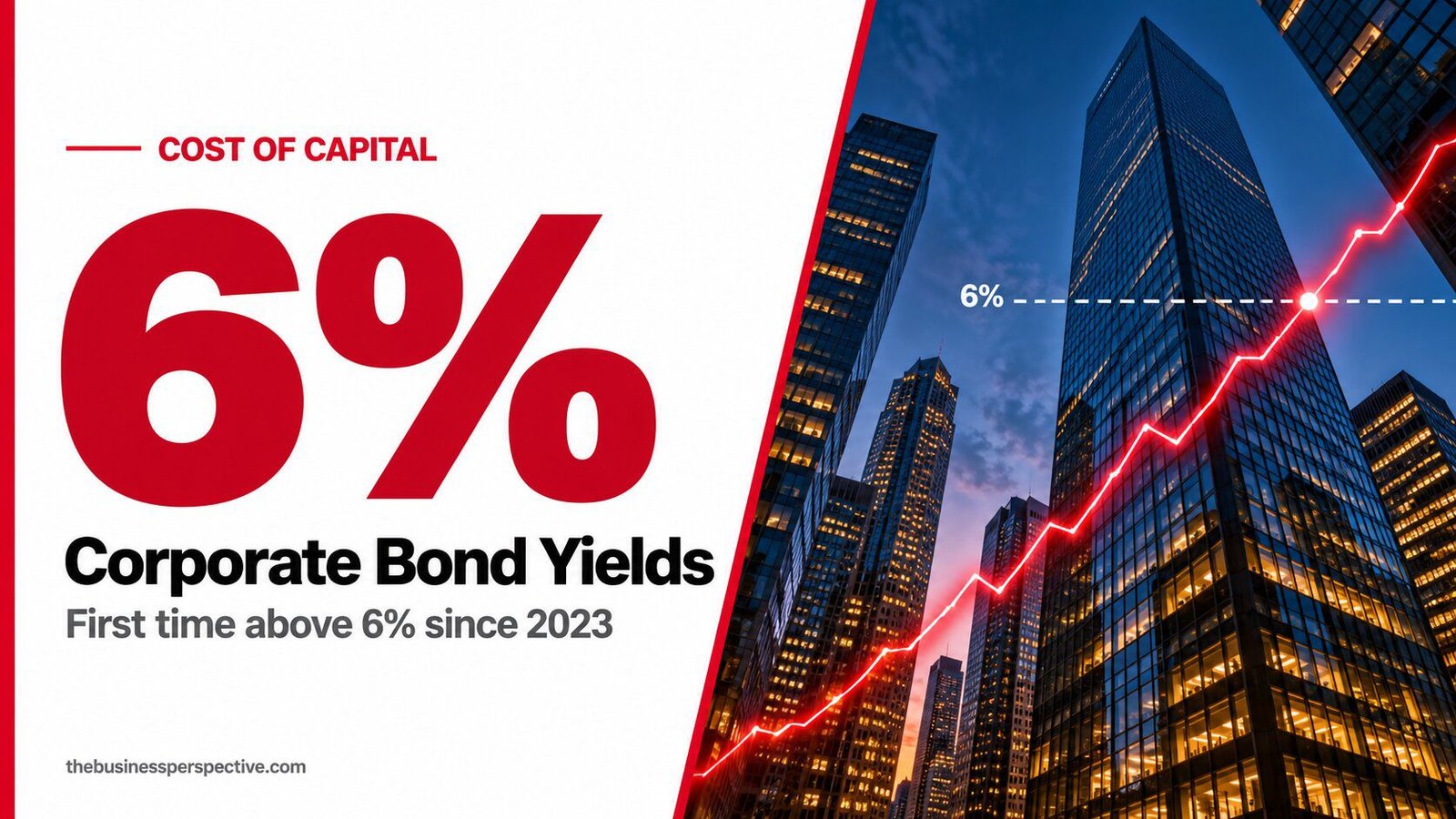 Corporate bond yields chart crossing 6% for the first time since 2023